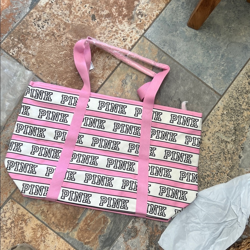 PINK Victoria's Secret Pink and White Tote Bag